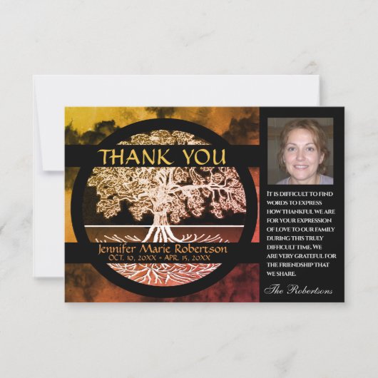Carte Sympathy Funeral Photo MERCI Tree of Life (Devant)