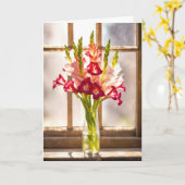 Carte Sympathy Gladiolus Bouquet In a Sunny Window (Fleur jaune)