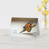 Carte Sympathy Monarch Butterfly On a Pencil (Fleur jaune)