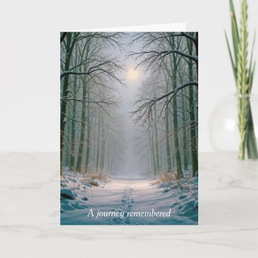 Carte Sympathy Moonlight Footprints In a Snowy Forest (Devant)