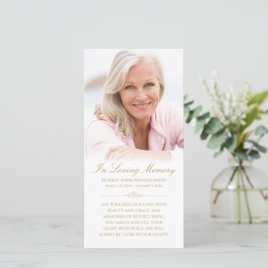 Carte Sympathy Photo Elegant Gold Script Prière funérair (Debout devant)