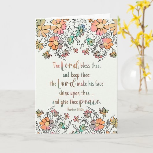 Carte Sympathy Sketchchy Floral Scripture Lord Bless (Fleur jaune)