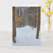 Carte Sympathy Snowy Footprints In a Winter Forest  (Fleur jaune)