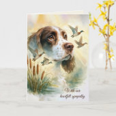 Carte Sympathy Springer Spaniel Chien Avec Cattails (Fleur jaune)
