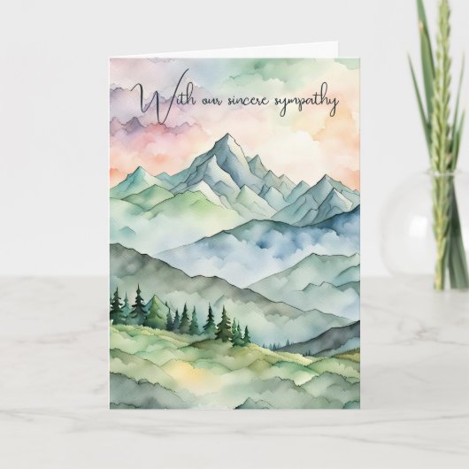 Carte Sympathy Watercolor Mountain Scene (Devant)