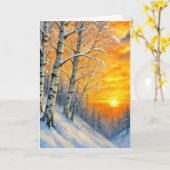 Carte Sympathy Watercolor Winter Birch Trees  (Fleur jaune)