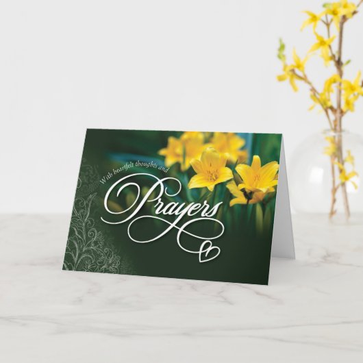 Carte Sympathy, With Heartfelt Thoughts and Prayers (Fleur jaune)