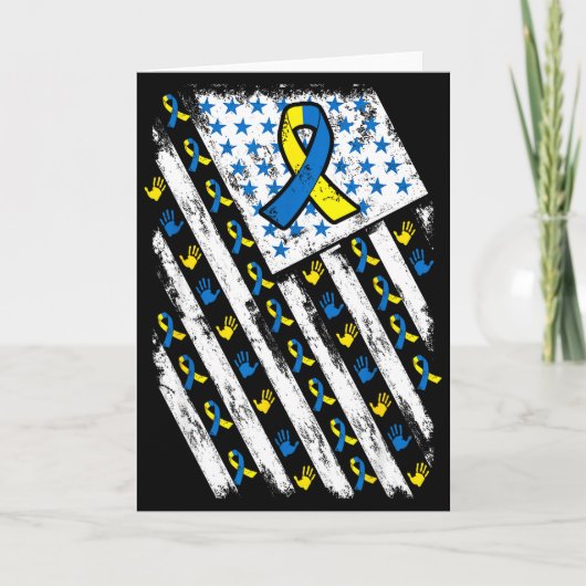 Carte Syndrome de Down Sensibilisation Drapeau Américain (Devant)
