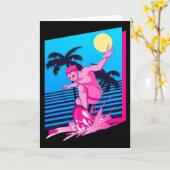 Carte Synthwave Surfeur Coucher de Soleil Palmiers Surf (Fleur jaune)