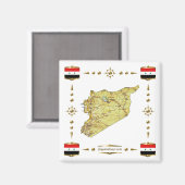 Carte Syrie + Magnet des drapeaux (Recto/Verso)