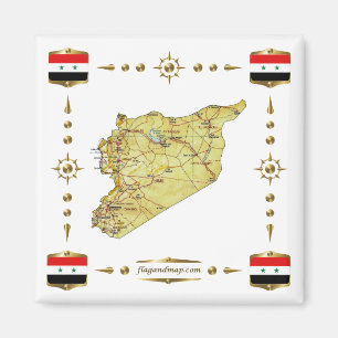 Carte Syrie + Magnet des drapeaux