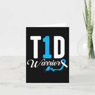 Carte T1d Guerrier Bleu Ruban Type Un Diabète Diabétique