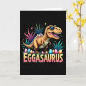 Carte T Eggasaurus Pâques Stegosaurus Dinosaure Garçons (Fleur jaune)