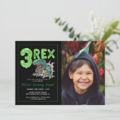 Carte T-Rex "3 Rex" | Dinosaur Anniversaire Photo (Debout devant)