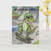 Carte T-Rex à skatepark skateboard (Fleur jaune)