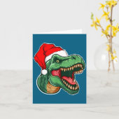 Carte T-rex de Noël (Fleur jaune)