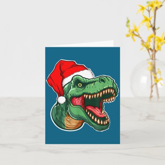 Carte T-rex de Noël (Fleur jaune)