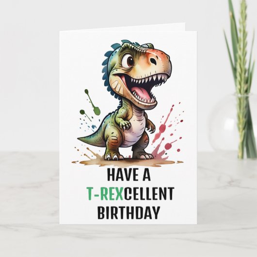 Carte T.Rex Dinosaur Anniversaire personnalisé (Devant)