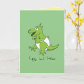 Carte T-Rex Dinosaur Bébé mignon Dessin (Fleur jaune)
