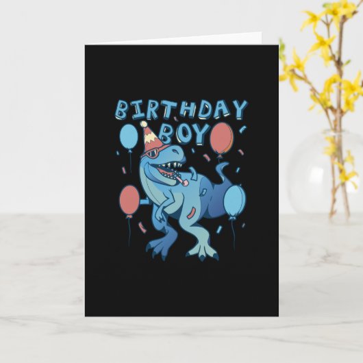 Carte T-Rex Dinosaur fête d'anniversaire (Fleur jaune)