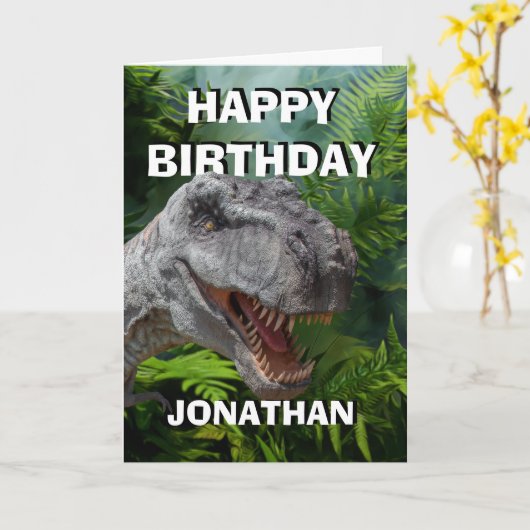 Carte T Rex Dinosaur Jurassic (Fleur jaune)