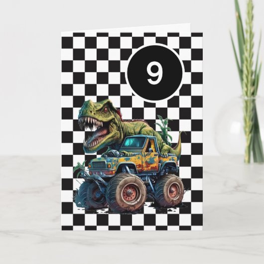 Carte T-rex Dinosaur Monster Truck 10e anniversaire (Devant)
