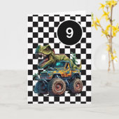 Carte T-rex Dinosaur Monster Truck 10e anniversaire (Fleur jaune)