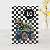 Carte T-rex Dinosaur Monster Truck 10e anniversaire (Fleur jaune)