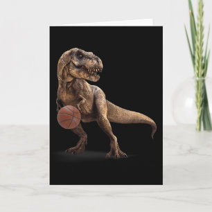 Carte T Rex Dinosaure Jouant au Panier Drôle de Dinosaur