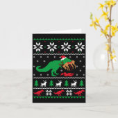 Carte T Rex Eating Reindeer Funny Dinosaur Christmas Ugl (Fleur jaune)