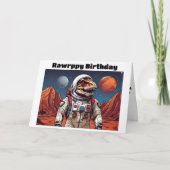 Carte T-Rex en costume spatial sur mars (Devant)