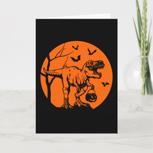 Carte t rex halloween dinosaure cadeau pour lui (Devant)