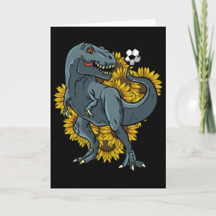Carte T-Rex jouant au football tournesol drôle Footbyll