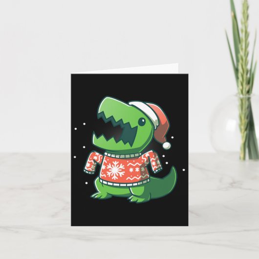 Carte T-rex Noël Amusant Dinosaure Ugly Saurus  (Devant)