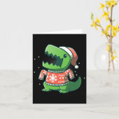 Carte T-rex Noël Amusant Dinosaure Ugly Saurus  (Fleur jaune)