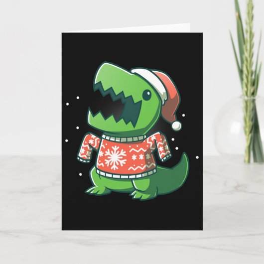 Carte T-rex Noël Fun Dinosaure Ugly Saurus (Devant)