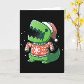 Carte T-rex Noël Fun Dinosaure Ugly Saurus (Fleur jaune)