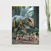 Carte T-Rex promenant le chien (Dos)