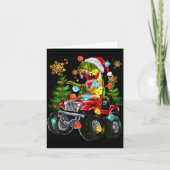 Carte T-rex Santa In Monster Truck With Christmas Trees  (Devant)