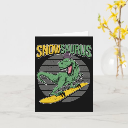 Carte T-rex Snowboard Dinosaur Snowboard (Fleur jaune)