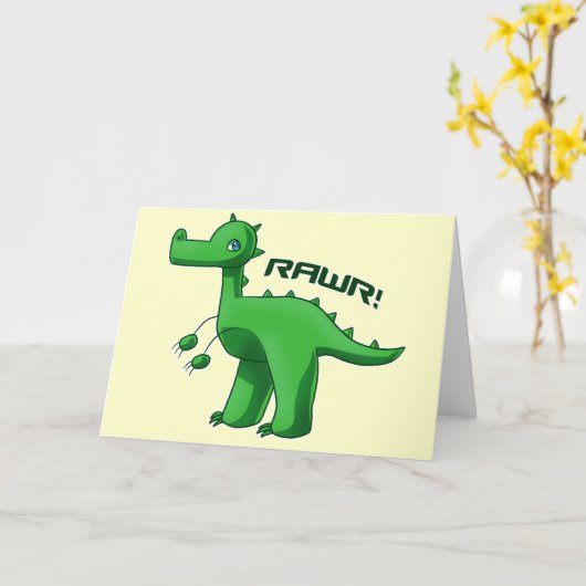 Carte T-Rex vert (Fleur jaune)