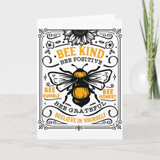 Carte T Shirt Bee Kind Bee Positive (Devant)