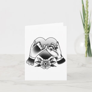 Carte T-shirt de tatouage traditionnel - Cœur avec prome