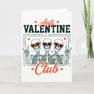 Carte T-shirt drôle squelette anti Saint-Valentin