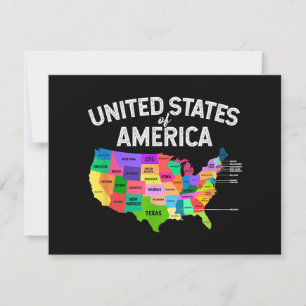 Carte T-shirt États-Unis Voyage cadeau US