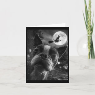 Carte T-shirt Femme Boston Terrier Selfie Pleine Lune Vo