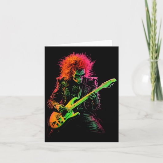Carte T-shirt graphique squelette jouant de la guitare g (Devant)