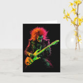 Carte T-shirt graphique squelette jouant de la guitare g (Fleur jaune)