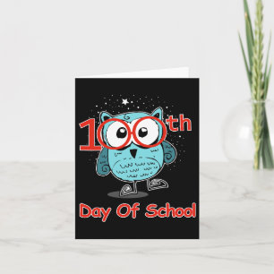 Carte T-shirt Hibou Mignon 100ème Jour d'École 100 Jours
