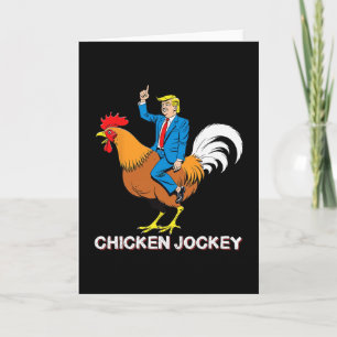 Carte T-shirt humour surréaliste drôle de coq jockey Tru